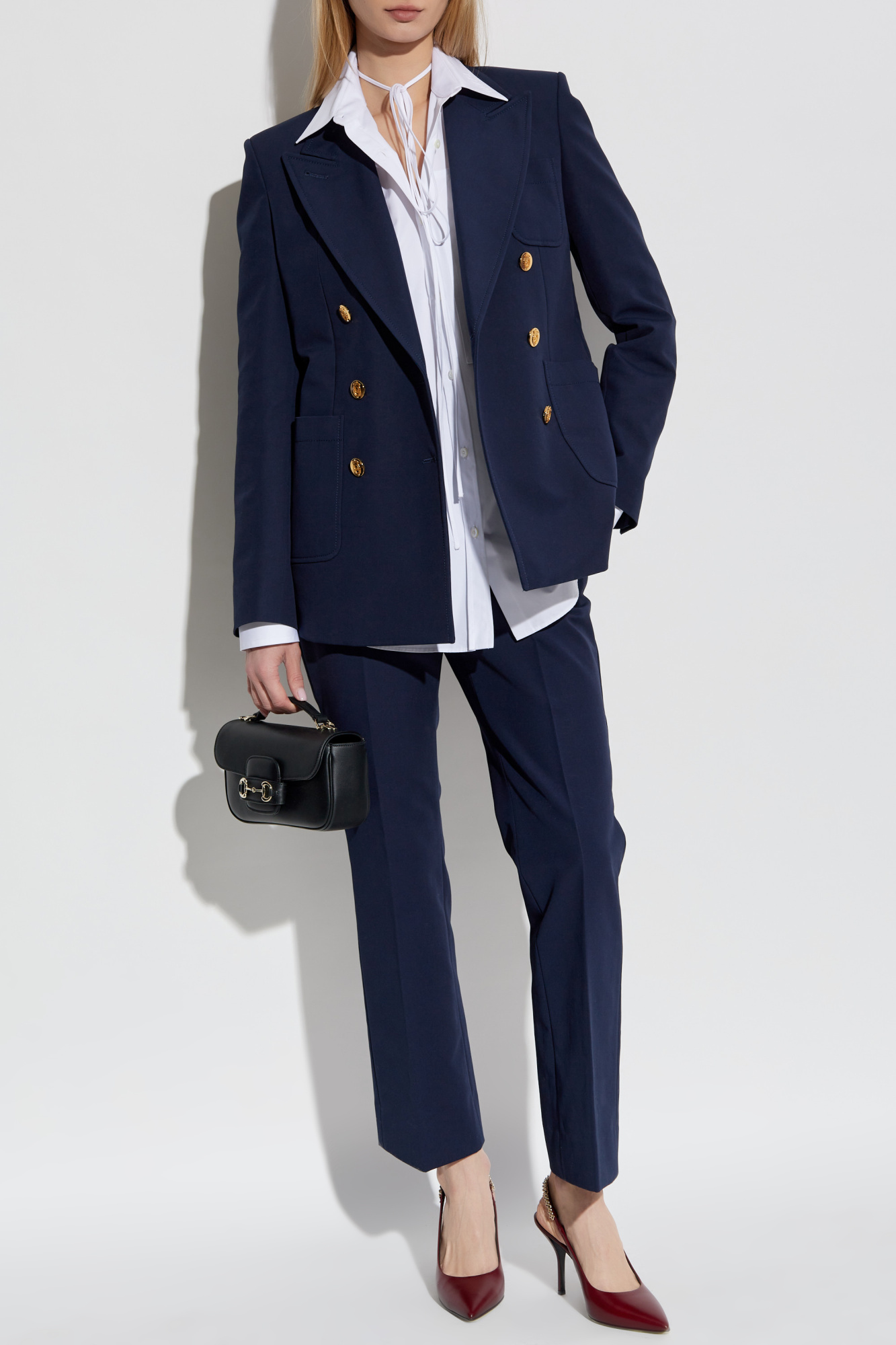 ジャケット GUCCI SS25 Double-breasted blazer (818203Z7AJZ 4264) Double-breasted cotton jacket in blue | GUCCI® US